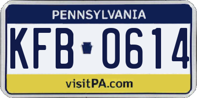 PA license plate KFB0614