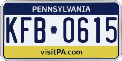 PA license plate KFB0615