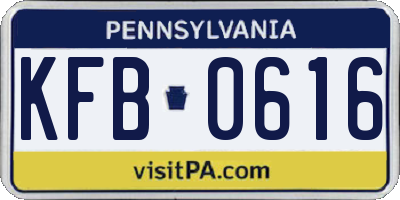 PA license plate KFB0616