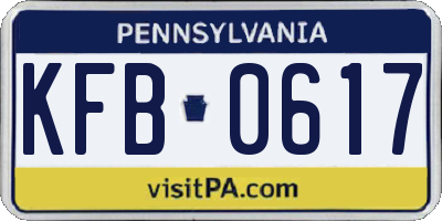 PA license plate KFB0617