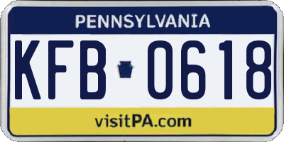 PA license plate KFB0618