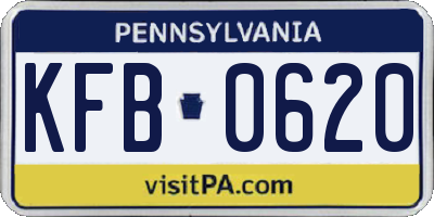 PA license plate KFB0620