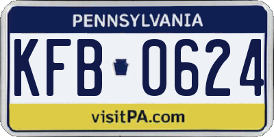 PA license plate KFB0624