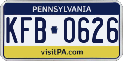 PA license plate KFB0626