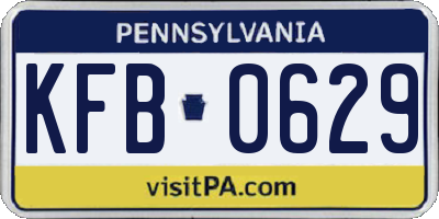 PA license plate KFB0629