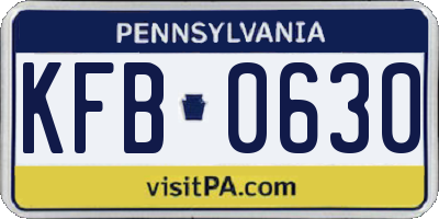 PA license plate KFB0630