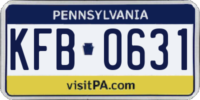 PA license plate KFB0631
