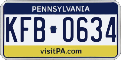 PA license plate KFB0634
