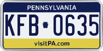 PA license plate KFB0635
