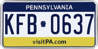 PA license plate KFB0637