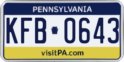 PA license plate KFB0643