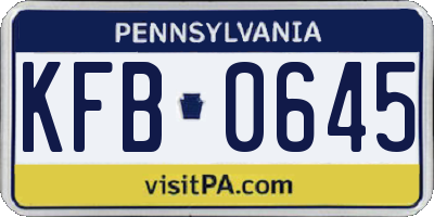 PA license plate KFB0645