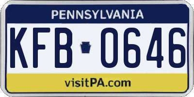 PA license plate KFB0646