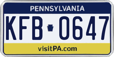 PA license plate KFB0647