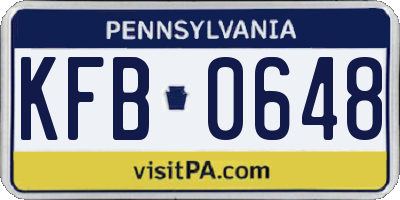 PA license plate KFB0648