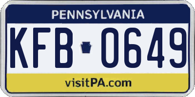 PA license plate KFB0649