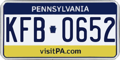 PA license plate KFB0652