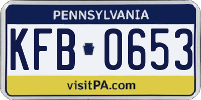 PA license plate KFB0653