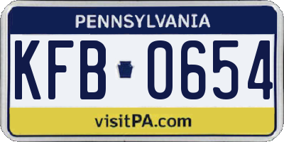 PA license plate KFB0654