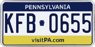 PA license plate KFB0655