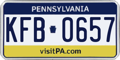 PA license plate KFB0657