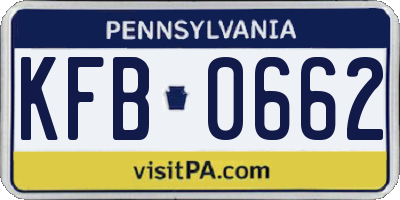 PA license plate KFB0662