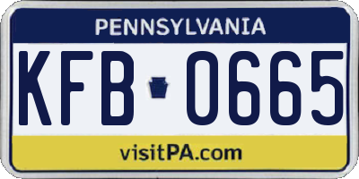 PA license plate KFB0665