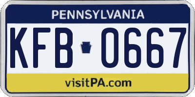 PA license plate KFB0667
