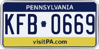 PA license plate KFB0669