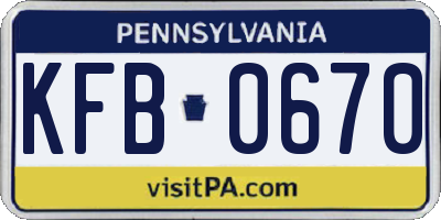 PA license plate KFB0670
