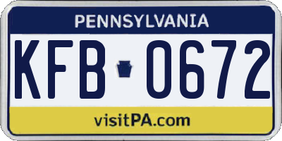 PA license plate KFB0672