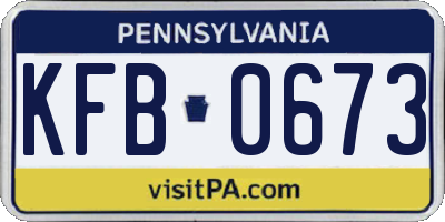 PA license plate KFB0673