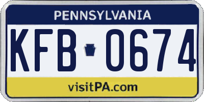 PA license plate KFB0674