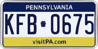 PA license plate KFB0675