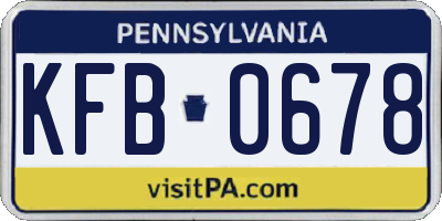 PA license plate KFB0678