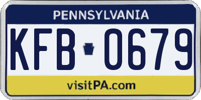 PA license plate KFB0679