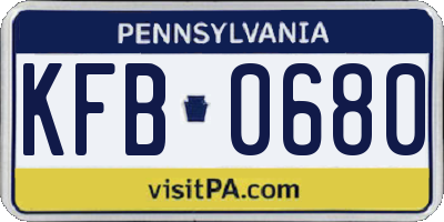 PA license plate KFB0680
