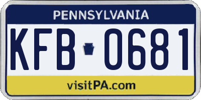 PA license plate KFB0681
