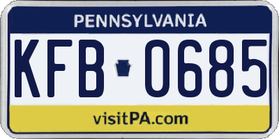 PA license plate KFB0685
