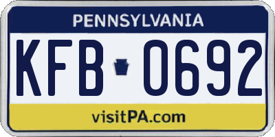 PA license plate KFB0692