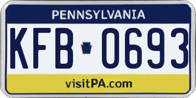 PA license plate KFB0693