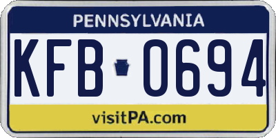 PA license plate KFB0694