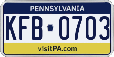 PA license plate KFB0703