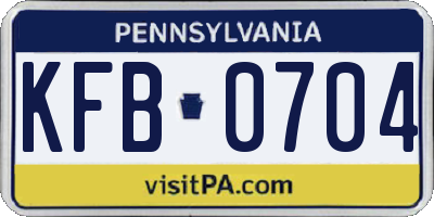 PA license plate KFB0704