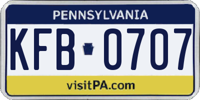 PA license plate KFB0707