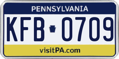 PA license plate KFB0709