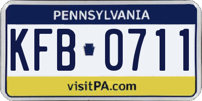 PA license plate KFB0711