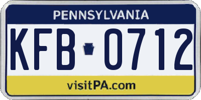 PA license plate KFB0712