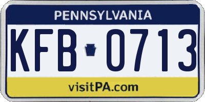 PA license plate KFB0713