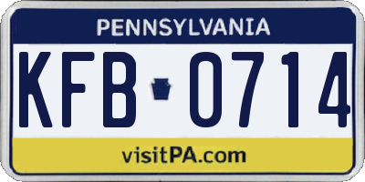 PA license plate KFB0714